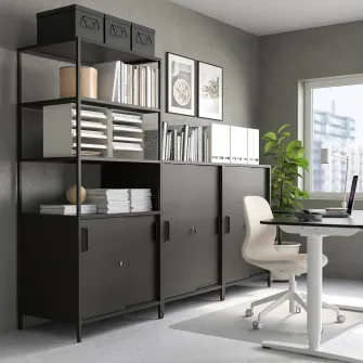 IKEA TROTTEN Corp cu usi glisante, antracit, 80x55x110 cm