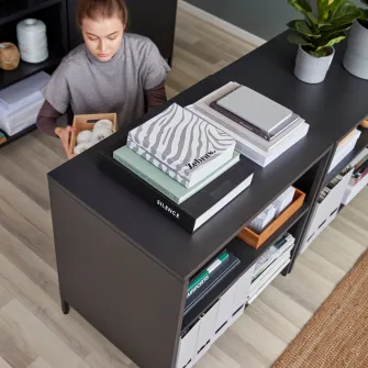 IKEA TROTTEN Corp cu usi glisante, antracit, 80x55x75 cm