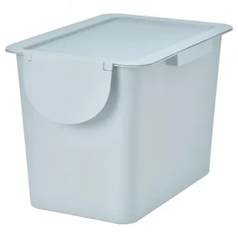 IKEA TRÖSKNING Cos cu capac, gri deschis-bleu, 25 l