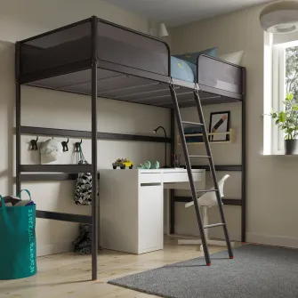 IKEA TUFFING Cadru pat supraetajat, gri inchis, 90x200 cm
