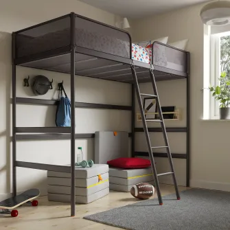 IKEA TUFFING Cadru pat supraetajat, gri inchis, 90x200 cm