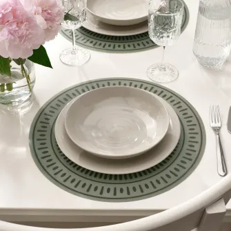 IKEA TUVIRIS Suport farfurie, gri-verde/cu model plastic, 37 cm
