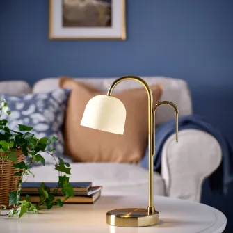 IKEA TVÅMASTAD Veioza LED portabila, cu baterii alama/opalin sticla