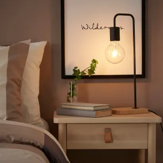 IKEA TVÄRHAND Veioza, negru/bambus