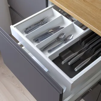 IKEA UPPDATERA Tava tacamuri/tava+suport cutite, alb/antracit, 52x50 cm