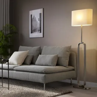 IKEA UPPVIND Lampadar, nichelat/alb, 150 cm