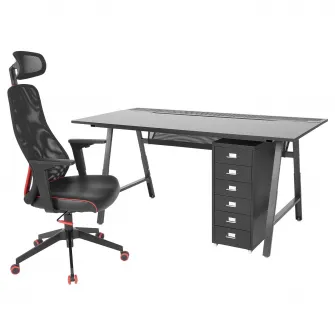 IKEA UTESPELARE / MATCHSPEL Birou, scaun+comoda de gaming, negru