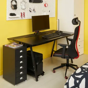IKEA UTESPELARE / MATCHSPEL Birou, scaun+comoda de gaming, negru