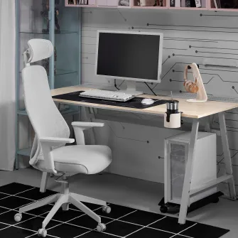 IKEA UTESPELARE / MATCHSPEL Birou+scaun de gaming, aspect frasin/gri