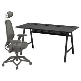 IKEA UTESPELARE / STYRSPEL Birou+scaun de gaming, negru/gri