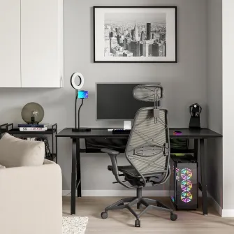 IKEA UTESPELARE / STYRSPEL Birou+scaun de gaming, negru/gri