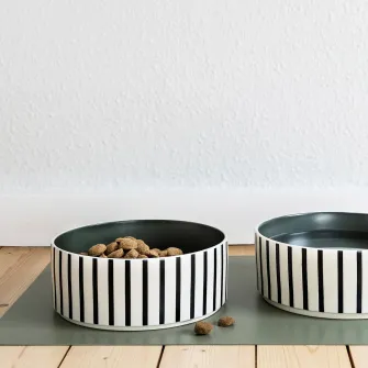 IKEA UTSÅDD Bol pentru animale de companie, dungat negru-albastru/gri-verde, 19 cm