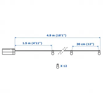 IKEA UTSUND Ghirlanda LED 12 becuri, exterior/cu baterii negru