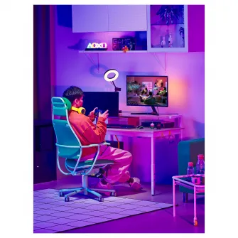 IKEA UTVISNING Birou de gaming cu polita, aspect frasin/alb, 120x60 cm