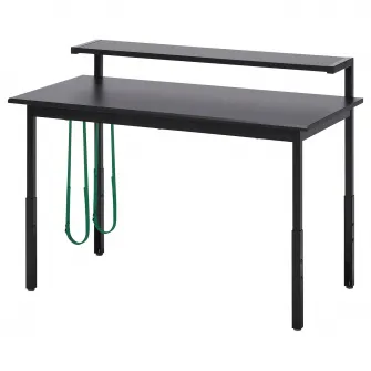 IKEA UTVISNING Birou de gaming cu polita, negru, 120x60 cm