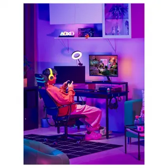 IKEA UTVISNING Birou de gaming cu polita, negru, 120x60 cm