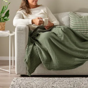 IKEA VALLKRASSING Patura, gri-verde, 150x200 cm