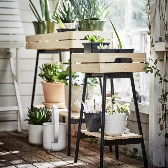 IKEA VANILJSTÅNG Suport plante, pin/negru, 67 cm