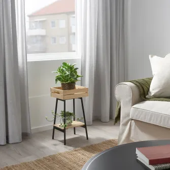 IKEA VANILJSTÅNG Suport plante, pin/negru, 55 cm