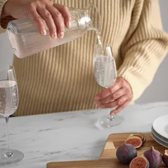 IKEA VARDAGEN Carafa, sticla transparenta/cu model, 1.0 l