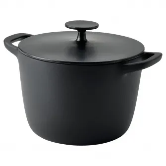 IKEA VARDAGEN Oala cu capac, fonta emailata mat/negru, 5 l