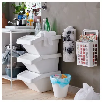 IKEA VARIERA Suport pungi plastic, alb