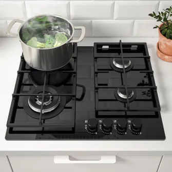 IKEA VASASTAN Plita pe gaz, IKEA 500 sticla/negru, 59 cm