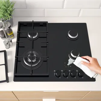 IKEA VASASTAN Plita pe gaz, IKEA 500 sticla/negru, 59 cm