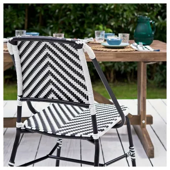 IKEA VASSHOLMEN Scaun, interior/exterior, negru/alb