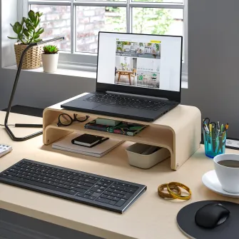 IKEA VATTENKAR Suport laptop/monitor, mesteacan, 52x26 cm