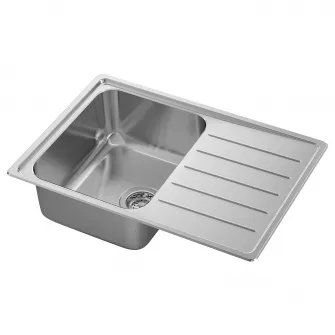 IKEA VATTUDALEN Chiuveta incorporata, 1cuva+uscator, inox, 69x47 cm