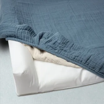 IKEA VÄDRA Husa saltea copii, bej/albastru, 75x74 cm