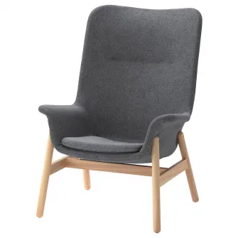 IKEA VEDBO Fotoliu spatar inalt, Gunnared gri inchis