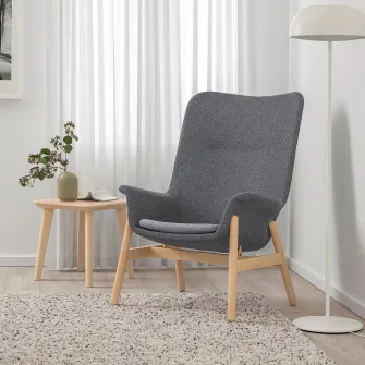 IKEA VEDBO Fotoliu spatar inalt, Gunnared gri inchis