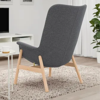 IKEA VEDBO Fotoliu spatar inalt, Gunnared gri inchis