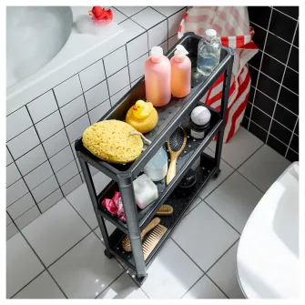 IKEA VESKEN Carucior, negru, 54x18x71 cm