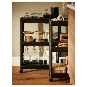 IKEA VESKEN Carucior, negru, 54x18x71 cm