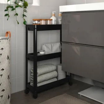 IKEA VESKEN Carucior, negru, 54x18x71 cm