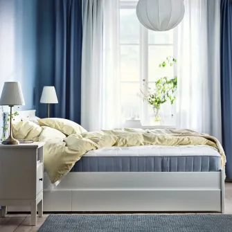 IKEA VESTERÖY Saltea cu arcuri impachetate, ferma/bleu, 160x200 cm