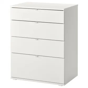 IKEA VIHALS Comoda 4 sertare, alb/functie ancorare/deblocare, 70x47x90 cm