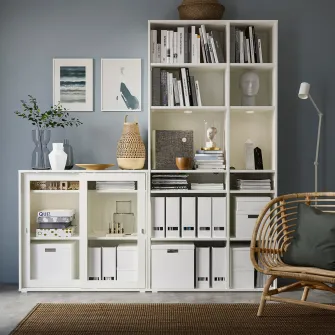 IKEA VIHALS Ansamblu depozitare cu usi sticla, alb/sticla transparenta, 190x37x200 cm