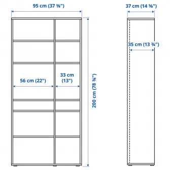 IKEA VIHALS Ansamblu depozitare cu usi sticla, alb/sticla transparenta, 190x37x200 cm