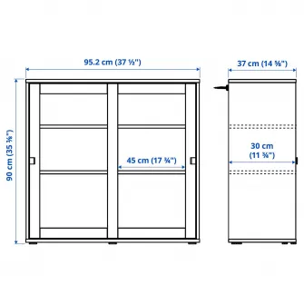 IKEA VIHALS Ansamblu depozitare cu usi sticla, alb/sticla transparenta, 190x37x200 cm