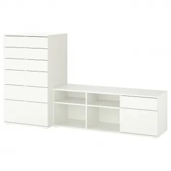 IKEA VIHALS Ansamblu depozitare/TV, alb, 216x47x120 cm