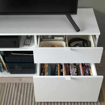 IKEA VIHALS Ansamblu depozitare/TV, alb, 216x47x120 cm
