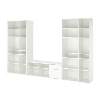 IKEA VIHALS Ansamblu depozitare/TV, alb, 337x37x200 cm