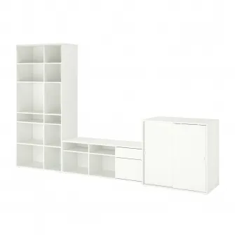 IKEA VIHALS Ansamblu depozitare/TV, alb, 337x47x200 cm