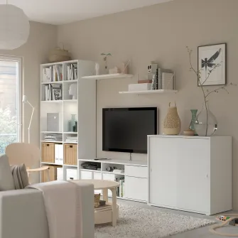 IKEA VIHALS Ansamblu depozitare/TV, alb, 337x47x200 cm