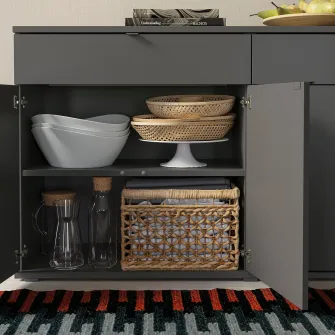 IKEA VIHALS Bufet, gri inchis, 140x37x75 cm