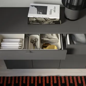 IKEA VIHALS Bufet, gri inchis, 140x37x75 cm